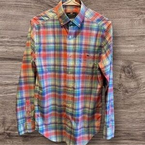 VINEYARD VINES EUC MENS TOP SHIRT PINK BLUE GREEN PLAID CLASSIC TOPS FIT SIZE XS